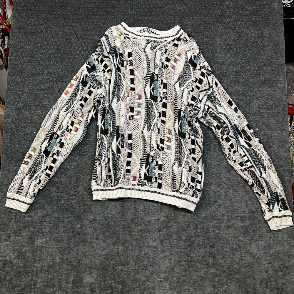 Unbranded 3D Textured Knit Sweater Men XL Multicolor Good Vintage 90s Abstract